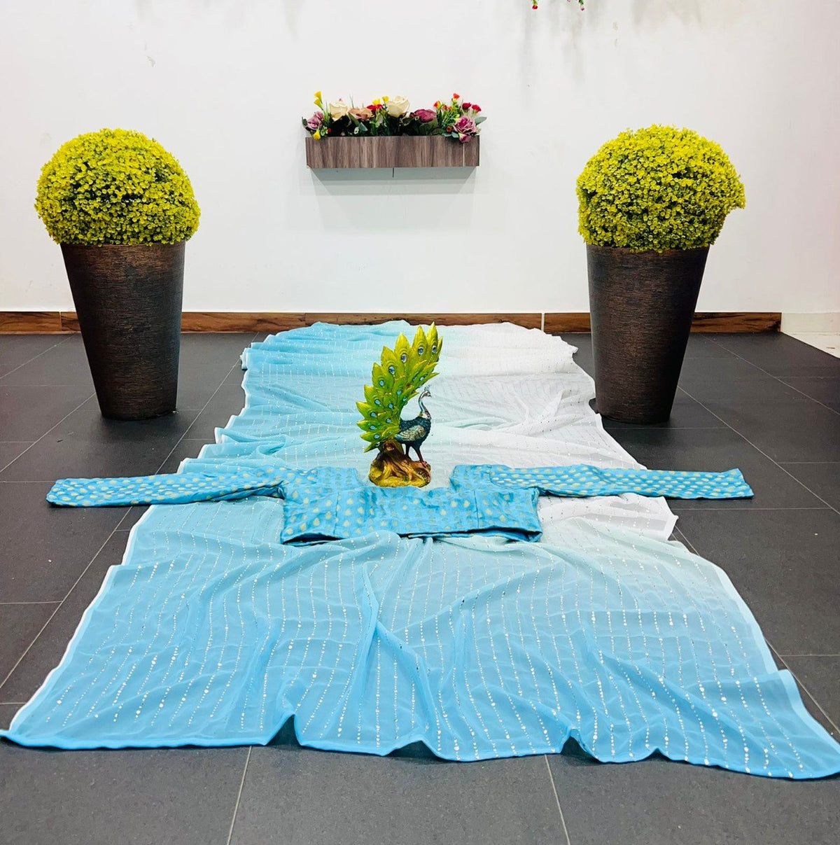 Sky Blue Color Designer Saree At Affordable Price - Joshindia