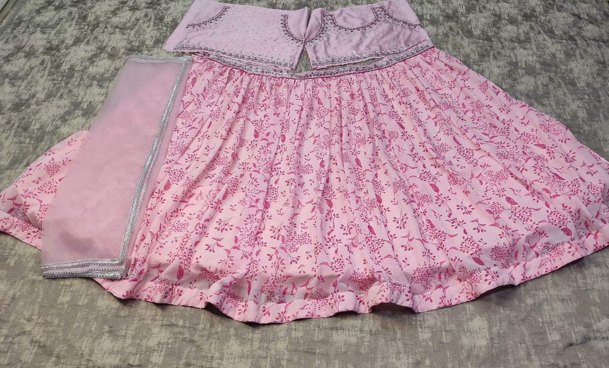 Digital Printed Baby Pink Lehenga Choli For Women - Joshindia