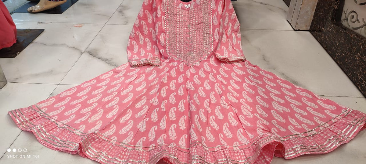 Light Pink Color Short anaarkali kurti with full flair sharara and dupatta - Joshindia