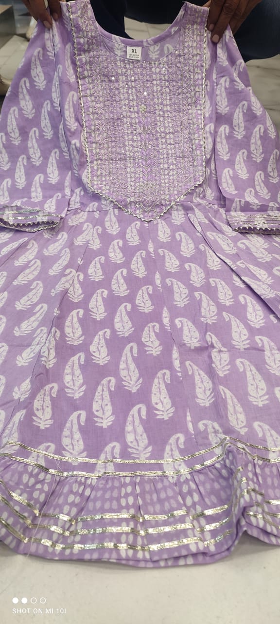 Lighr Purple Color Short anaarkali kurti with full flair sharara and dupatta - Joshindia
