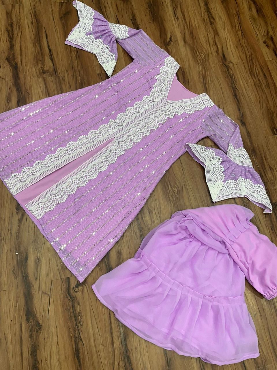 Purple Color Faux Georgette Embroided Sharara Suit - Joshindia