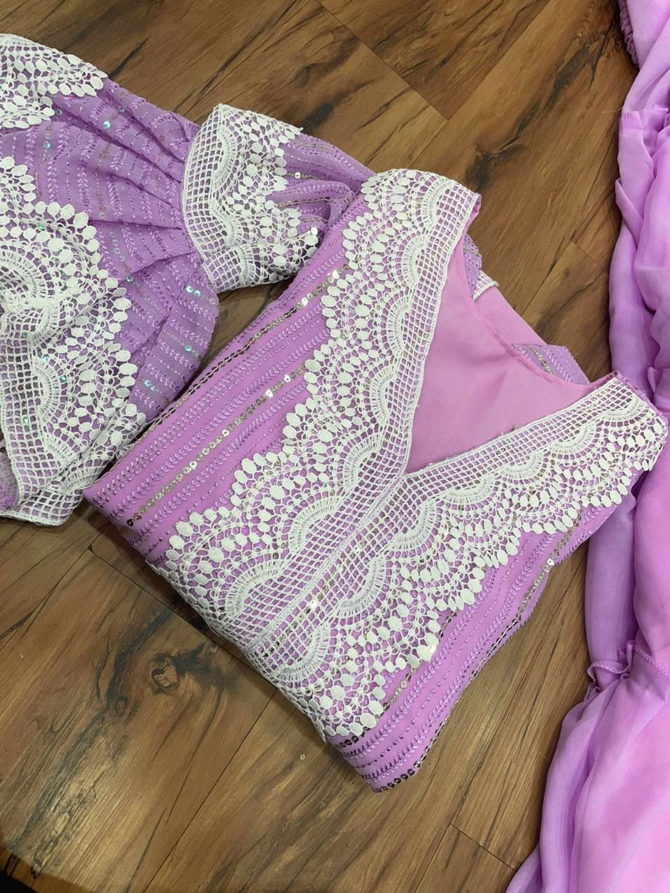 Purple Color Faux Georgette Embroided Sharara Suit - Joshindia