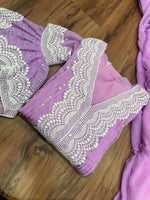 Purple Color Faux Georgette Embroided Sharara Suit - Joshindia