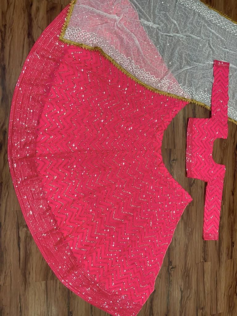Pink color Mirror work Designer Lehenga choli for Wedding & Engagement Function - Joshindia