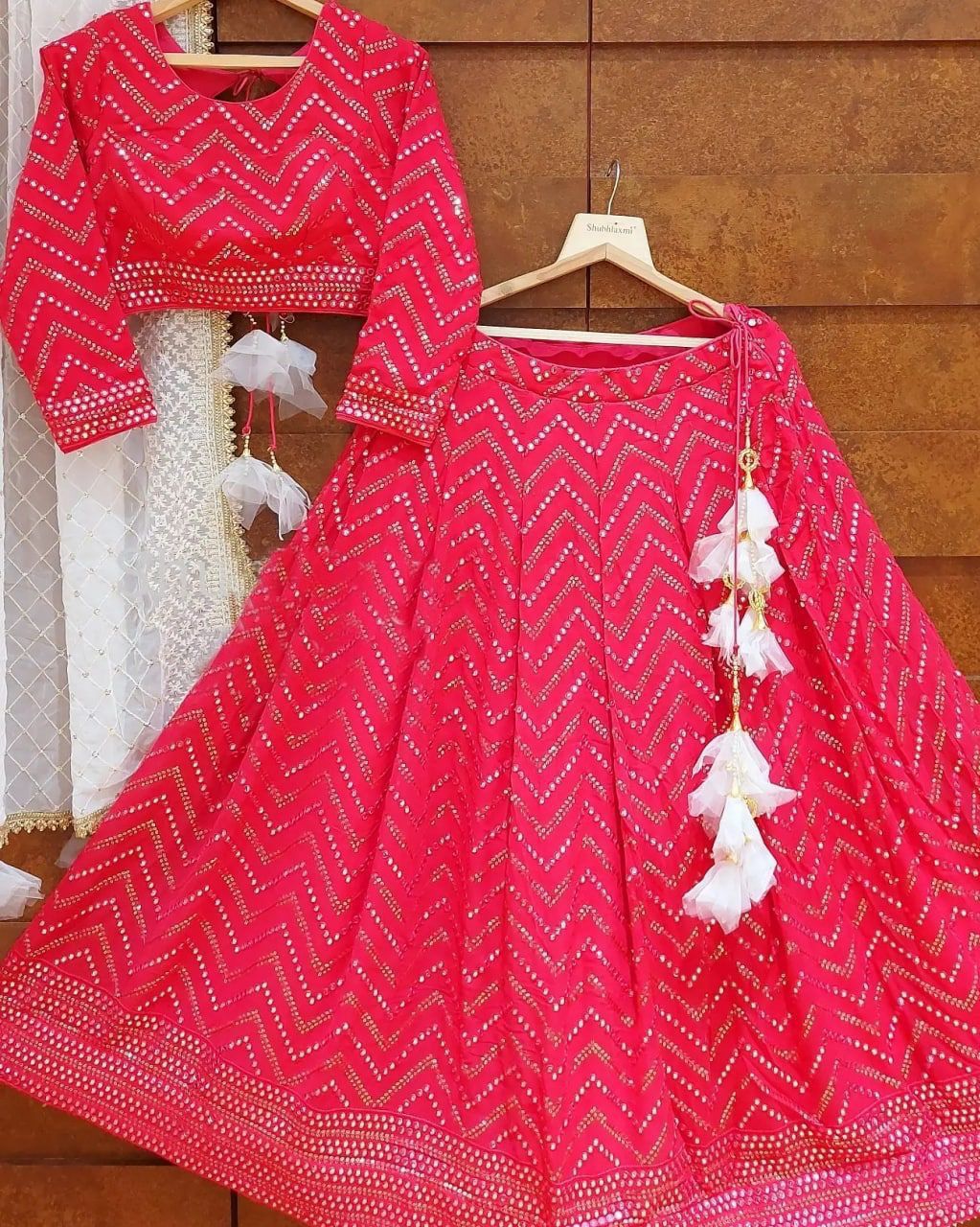 Pink color Mirror work Designer Lehenga choli for Wedding & Engagement Function - Joshindia