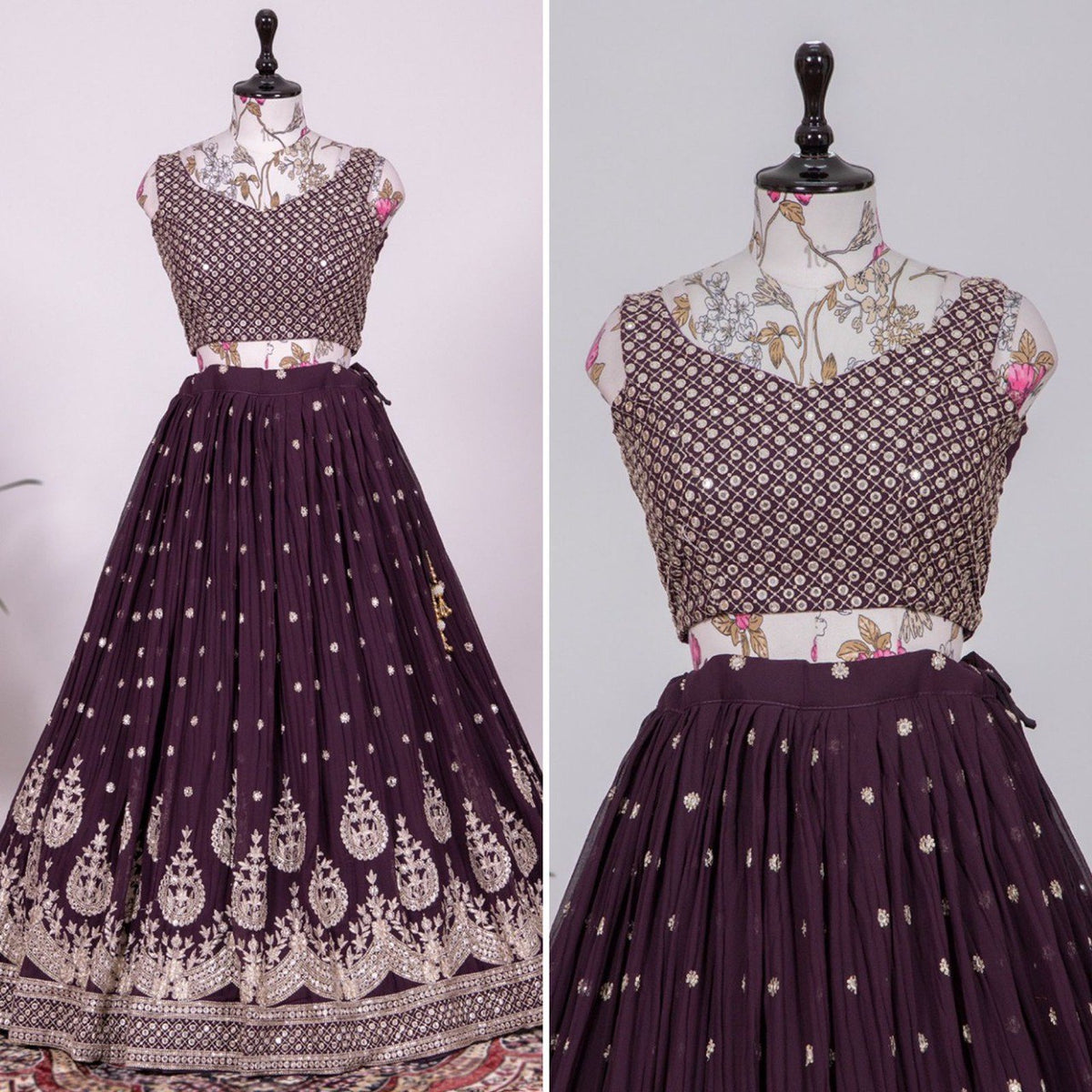 Purple Color Chikankari Lehenga online in India - Joshindia