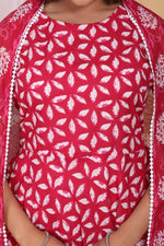 Beautiful Red Color Heavy Cotton Kurti with Sharara And Dupatta - Joshindia