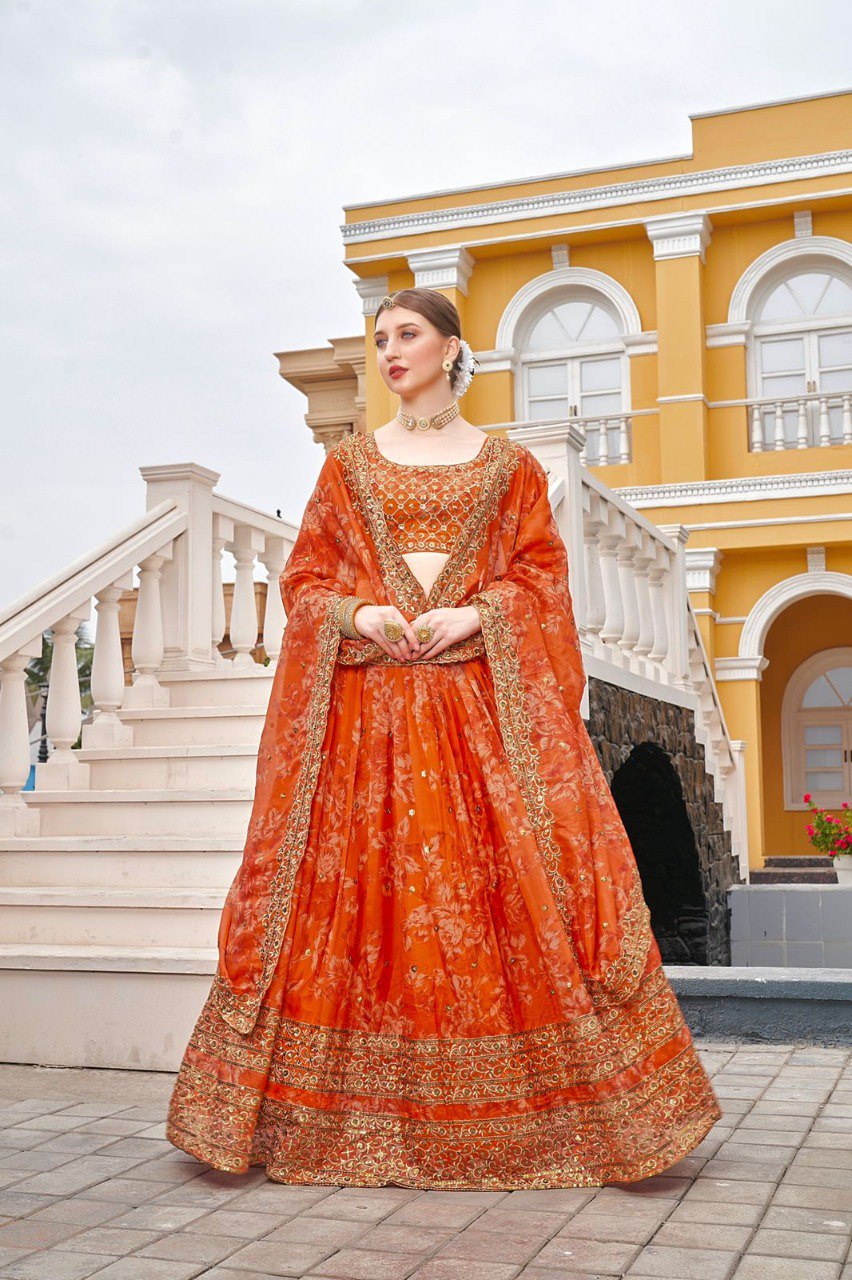 Trending Orange Color Lehenga Choli For Wedding - Joshindia