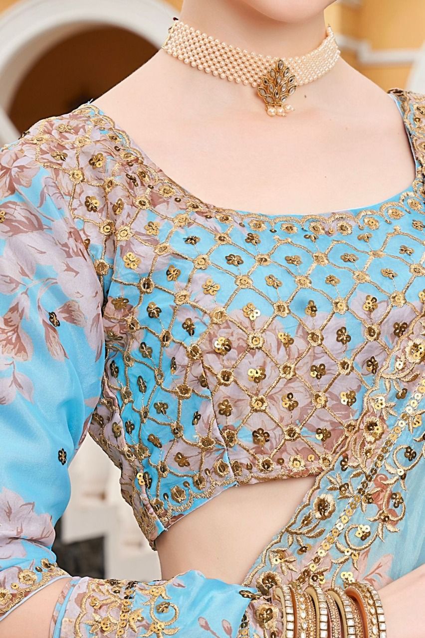 Trending Sky Blue Color Lehenga Choli For Wedding - Joshindia