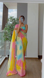 Multi Color Lehriya Print Designer Saree Buy Now - Joshindia