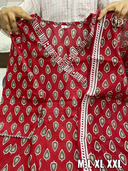 Amazing Red Color Kurta Set At Affordable Price