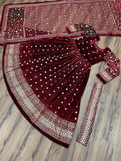 Maroon color Pakistani Wedding Dress Buy Online