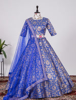Buy Blue Color Banarasi Silk Lehengas Online Joshindia - Joshindia