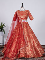 Buy Red Color Banarasi Silk Lehengas Online Joshindia - Joshindia