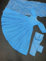 Amazing Sky Blue Color Kurta Set For Woman - Joshindia