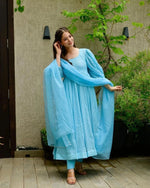 Amazing Sky Blue Color Kurta Set For Woman - Joshindia