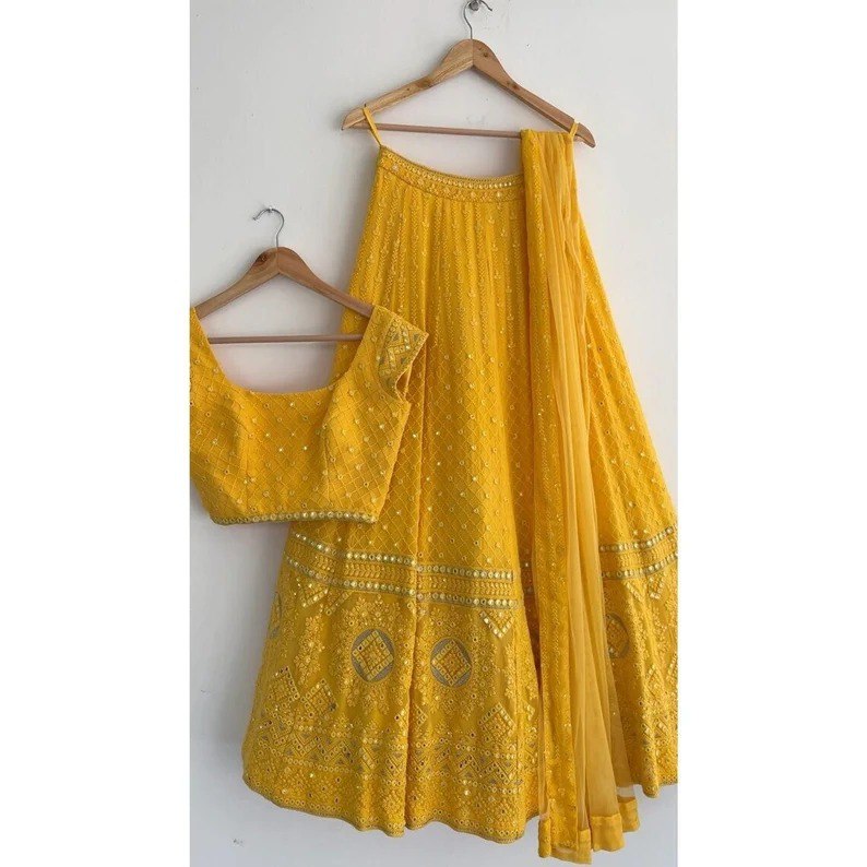Indian Wedding Yellow lehenga Choli For Women - Joshindia
