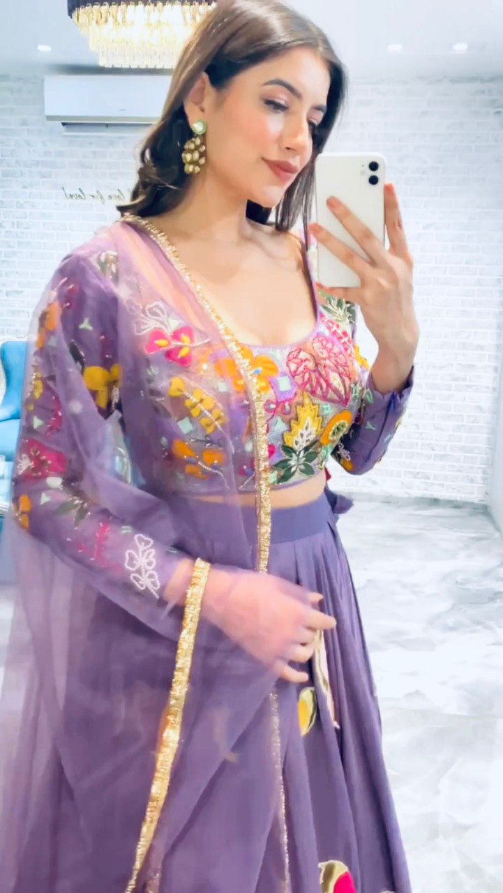 Amazing lilac Party Wear Lehenga Choli At Josh India - Joshindia