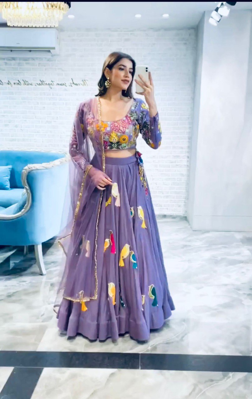 Amazing lilac Party Wear Lehenga Choli At Josh India - Joshindia