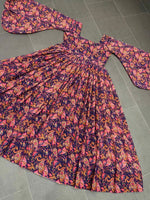 Designer LongRuffle Dress With Floral Print - Joshindia