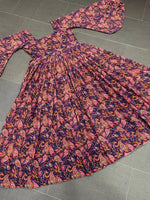 Designer LongRuffle Dress With Floral Print - Joshindia