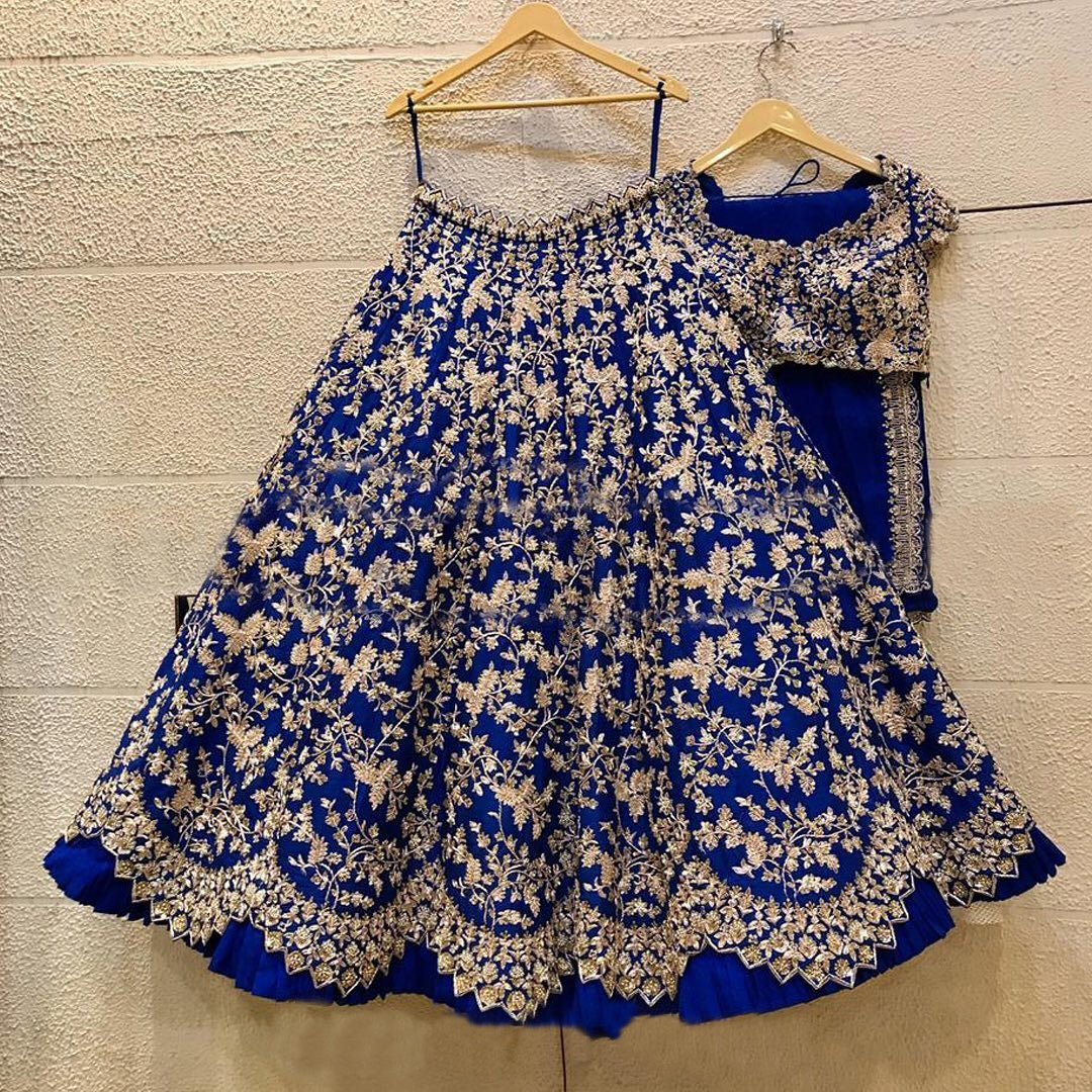 Blue Color Latest Designer lehenga Choli For Wedding - Joshindia