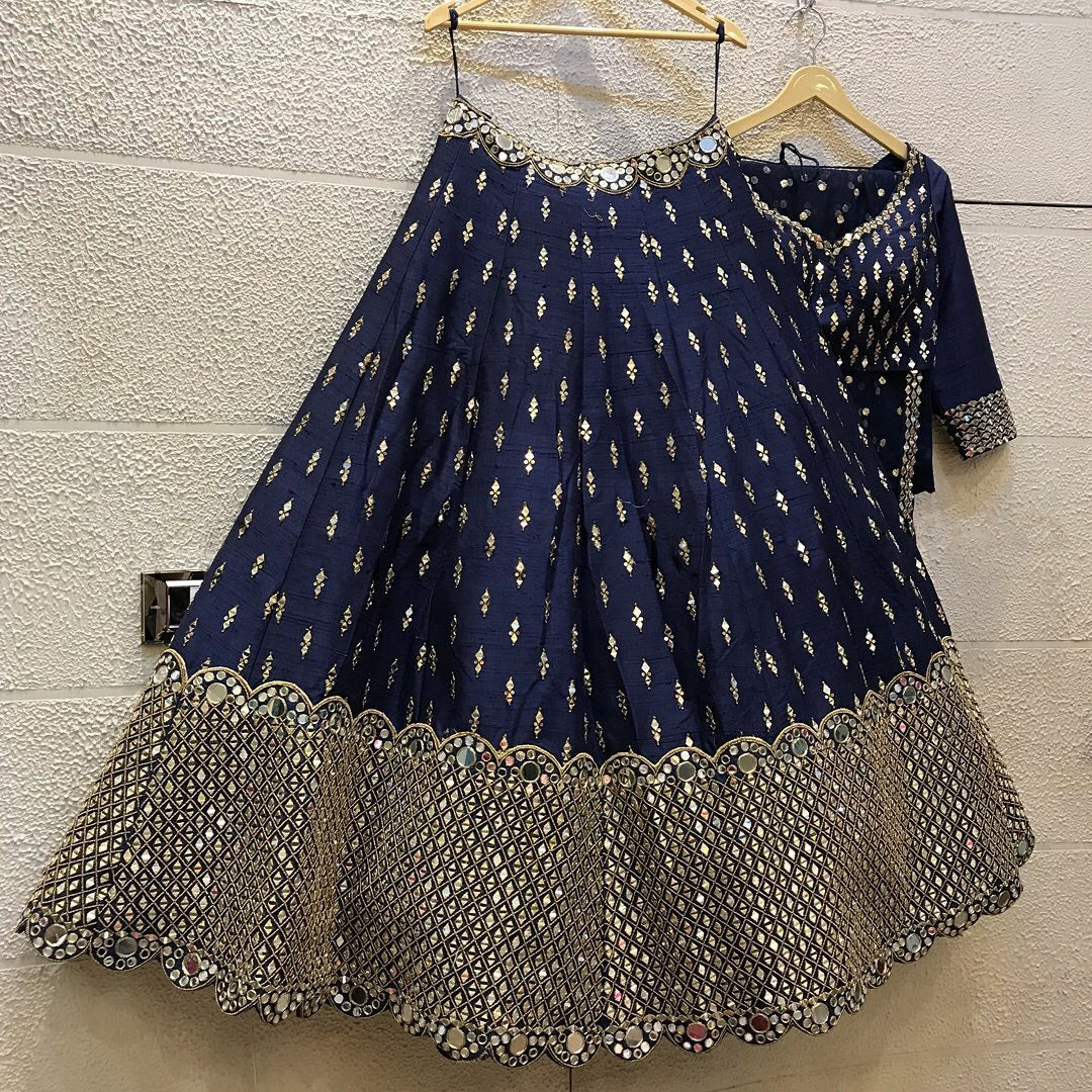 Buy trendy blue color heavy designer lehenga online - Joshindia