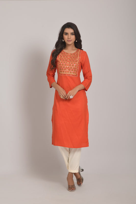 Buy Orange Kurtis for Women Online in India