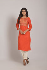 Buy Orange Kurtis for Women Online in India - Joshindia