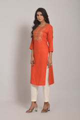 Buy Orange Kurtis for Women Online in India - Joshindia