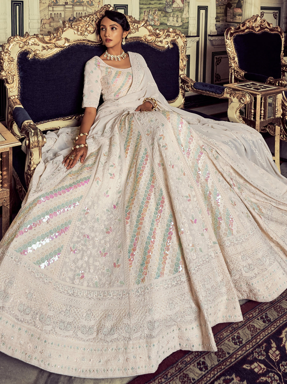 Buy Most Trending Designer White Color Lehenga Choli For Bridal Look - Joshindia