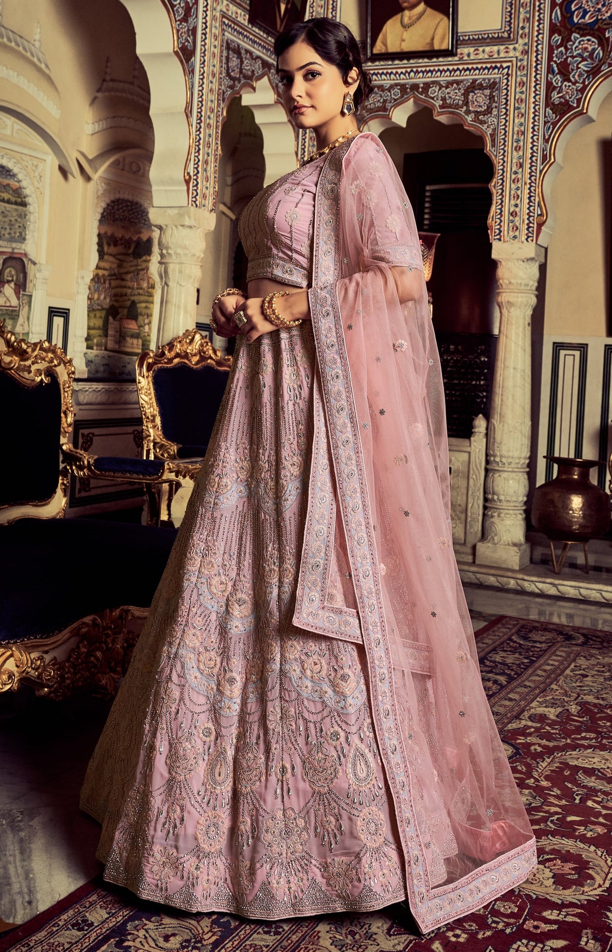Buy Latest Indian Designer Pink Lehenga Cholis Online - Joshindia