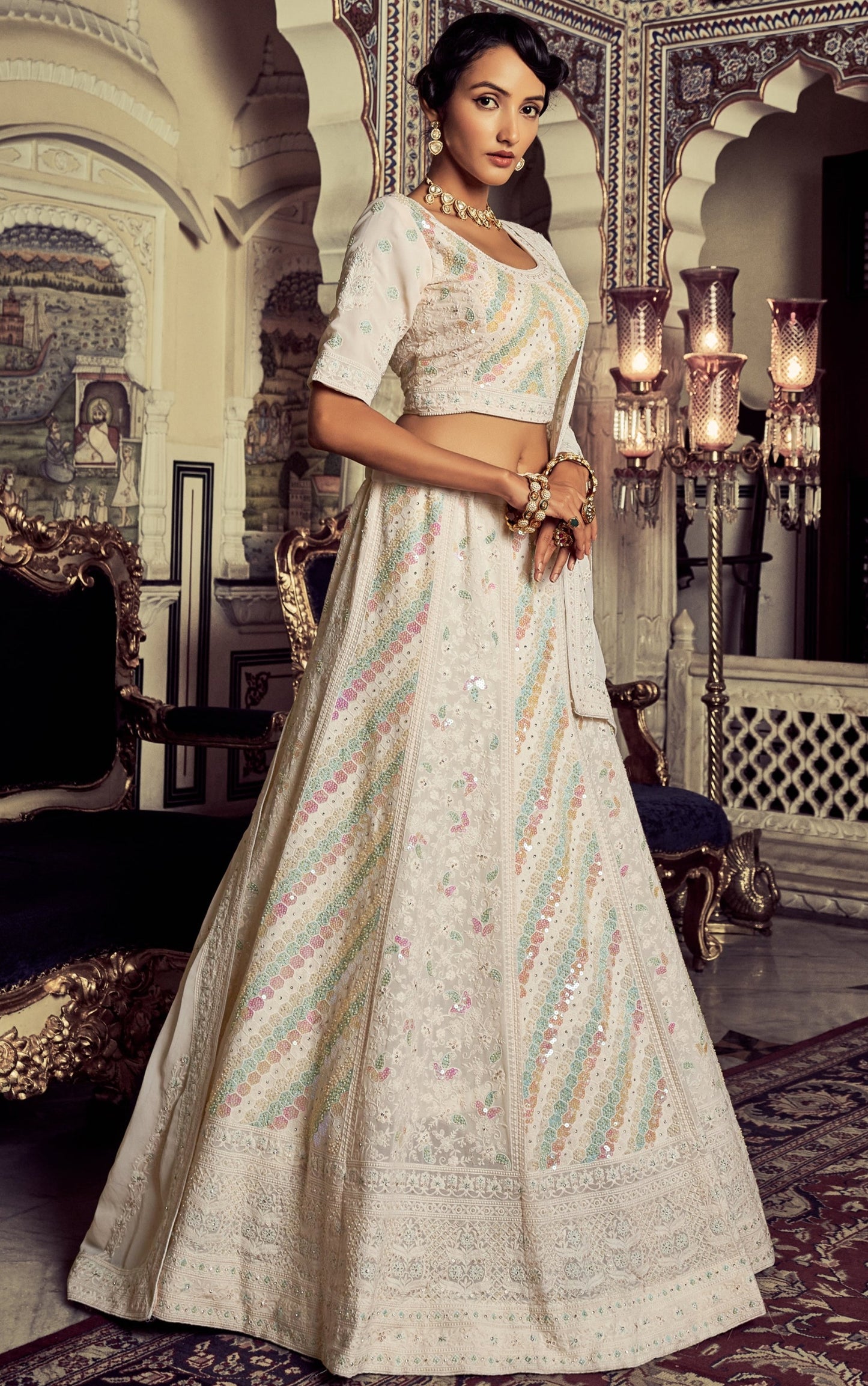 Buy Most Trending Designer White Color Lehenga Choli For Bridal Look