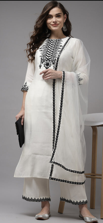 Buy Beautiful Designer White Color Kurta Set For Women