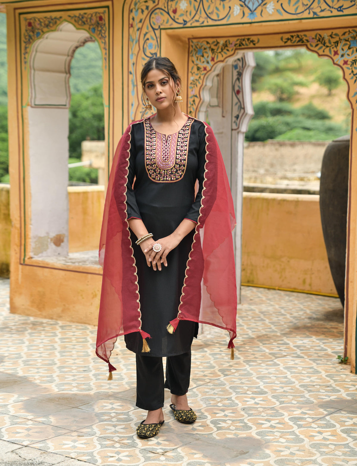 Buy Women Sequence Embroidered Viscose Rayon Blend kurta set - Joshindia