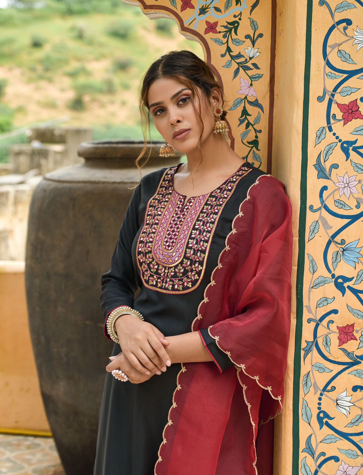 Buy Women Sequence Embroidered Viscose Rayon Blend kurta set - Joshindia