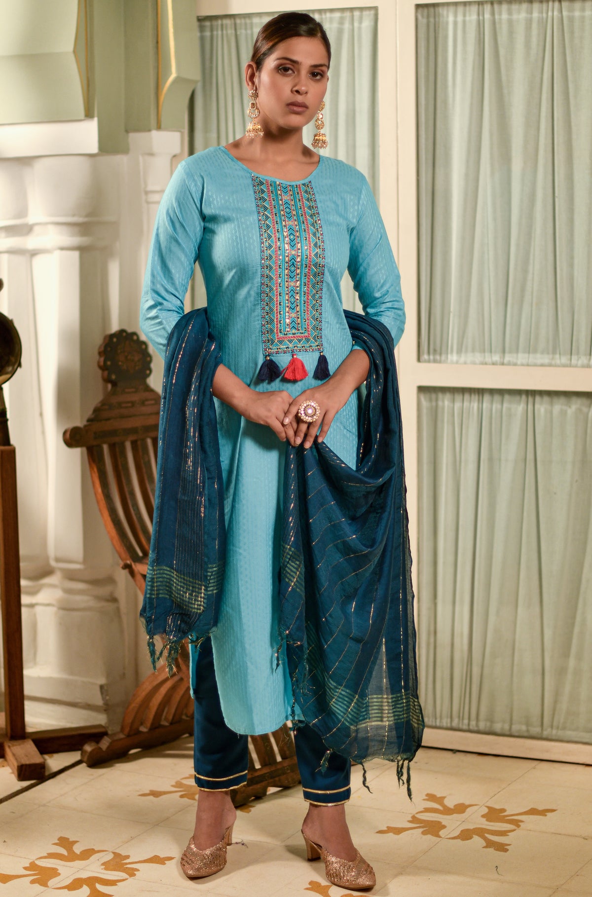 Buy Sky Blue Kurtis Online In India At Best Price - Joshindia