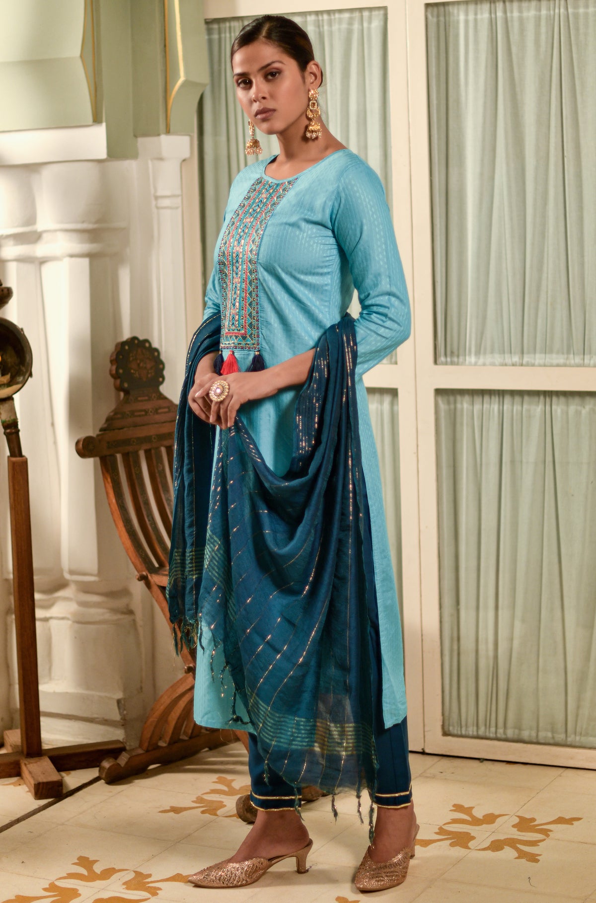 Buy Sky Blue Kurtis Online In India At Best Price - Joshindia