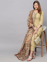 Buy Women's Chiku Color Cotton Kurti With Pant - Joshindia