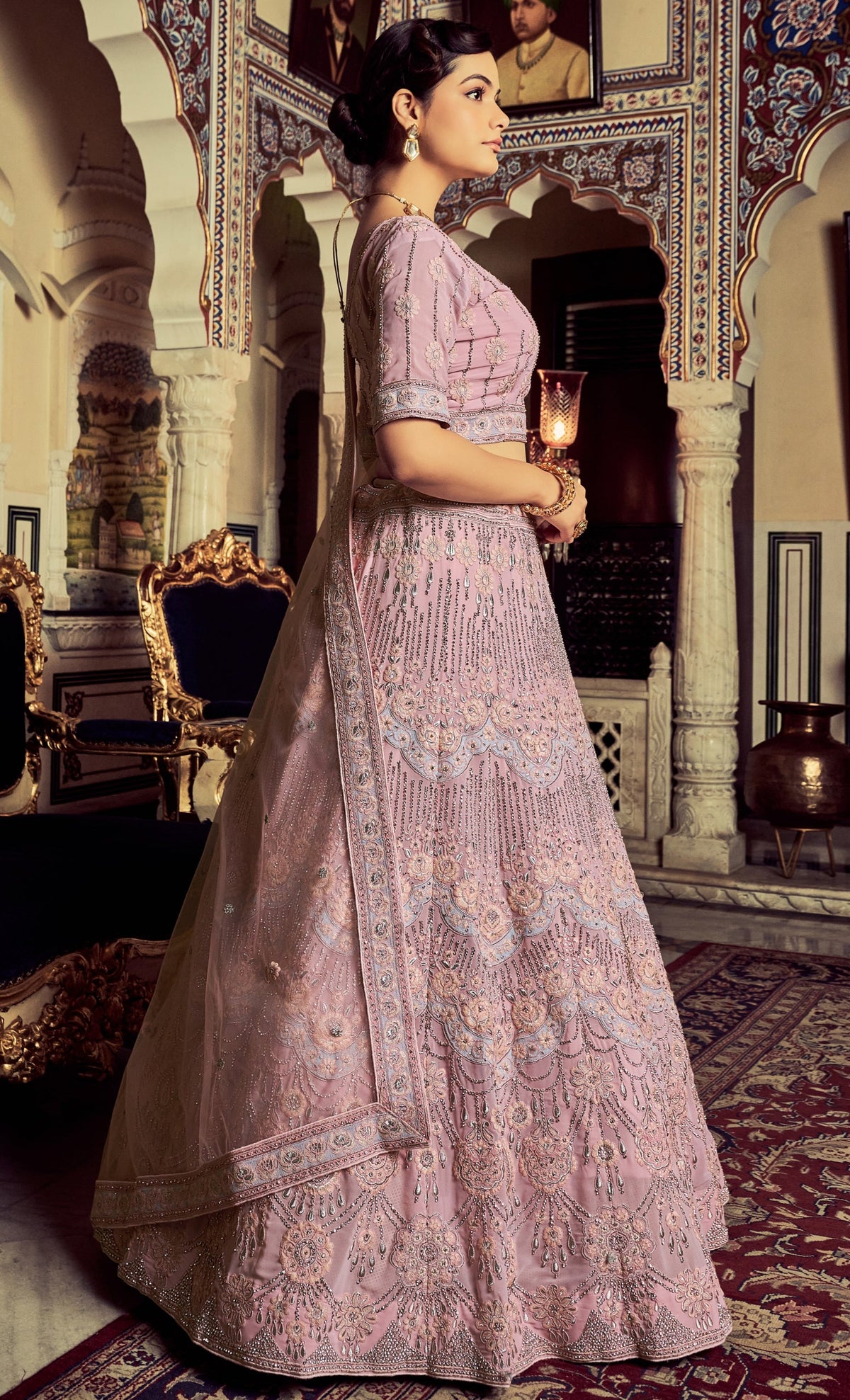 Buy Latest Indian Designer Pink Lehenga Cholis Online - Joshindia