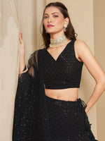 Black Color Designer Georgette Embroidery Lehenga Choli