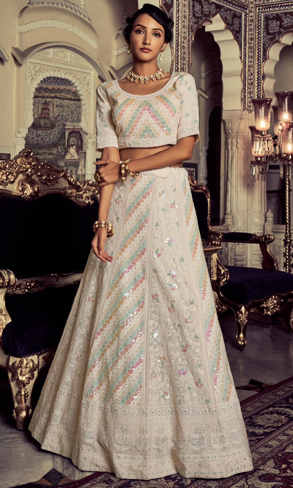 Buy Most Trending Designer White Color Lehenga Choli For Bridal Look - Joshindia