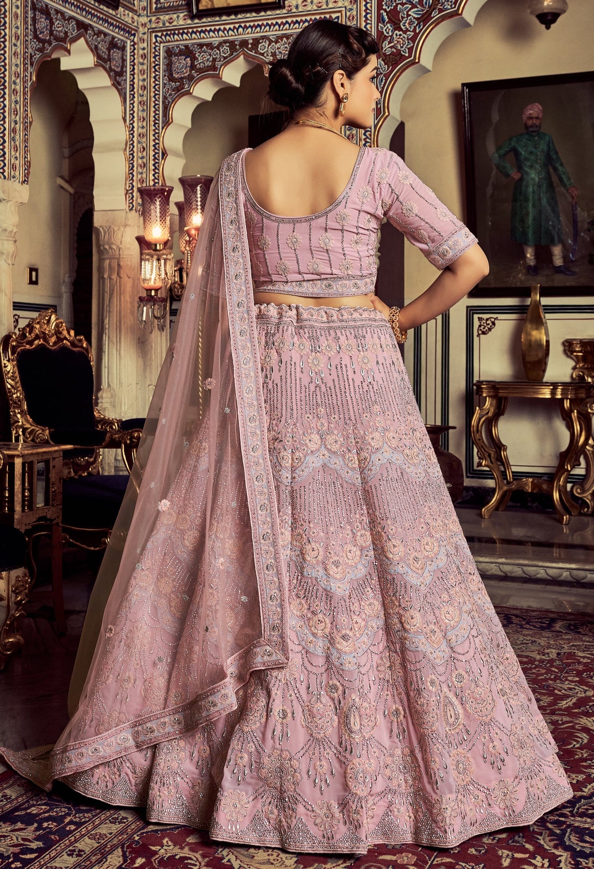 Buy Latest Indian Designer Pink Lehenga Cholis Online - Joshindia