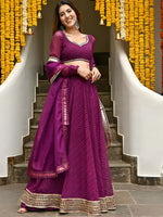 Purple Leheriya Wave Designer Lehenga Set for Wedding & Festive Wear