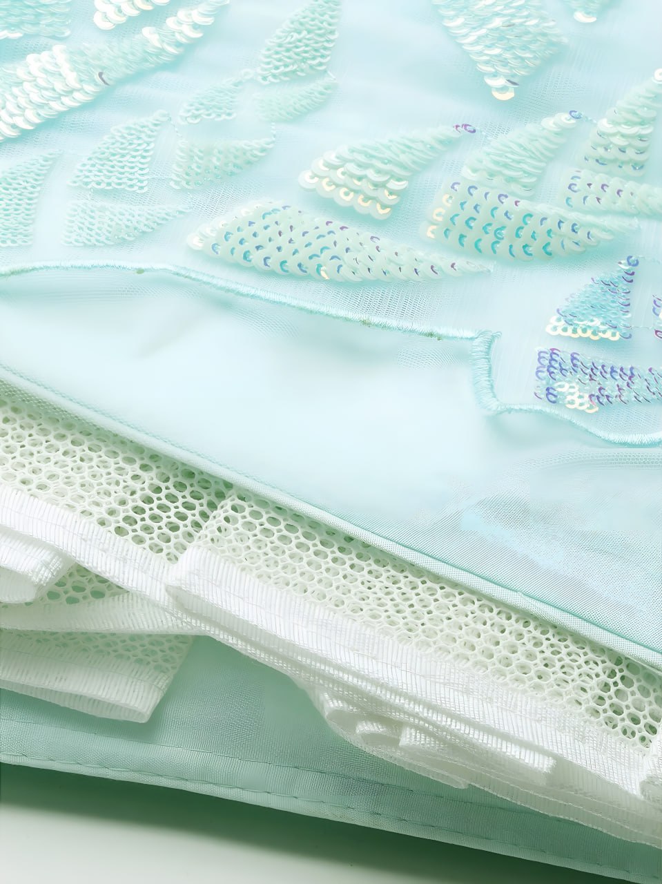 Light Blue Sequins Embroidered Lehenga Choli with Net Dupatta