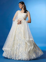 White Sequins Designer Embroidered Lehenga Choli with Net Dupatta