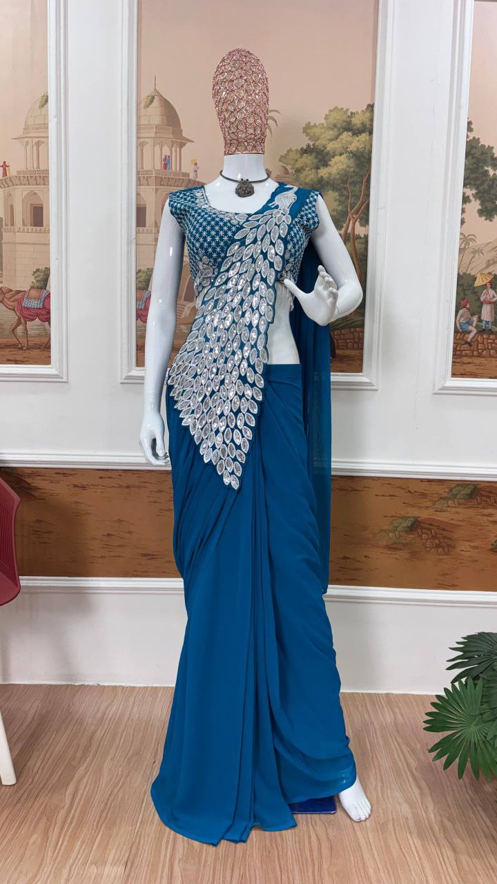 Designer Party Wear Georgette Ready To wear Saree