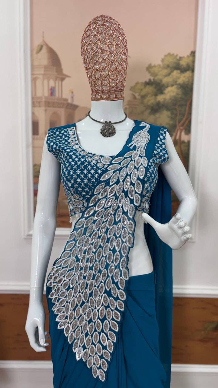 Designer Party Wear Georgette Ready To wear Saree