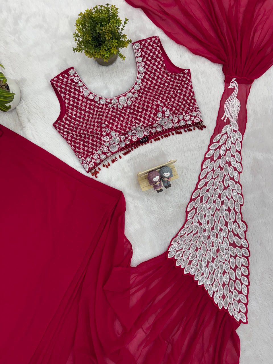 Designer Party Wear Georgette Embroidery Saree