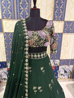 Designer Green Fox Georgette Lehenga Choli with Sequins Embroidery Work
